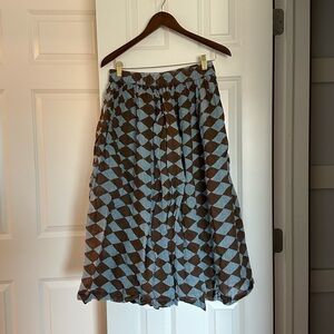 Runaway Bicycle Large Woven Blue Brown Diamond Skirt